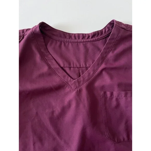 Lot of 2 Women’s Burgundy Wine Medcouture Insight Scrub Top Sz XL V-Neck Pocket - Picture 7 of 11